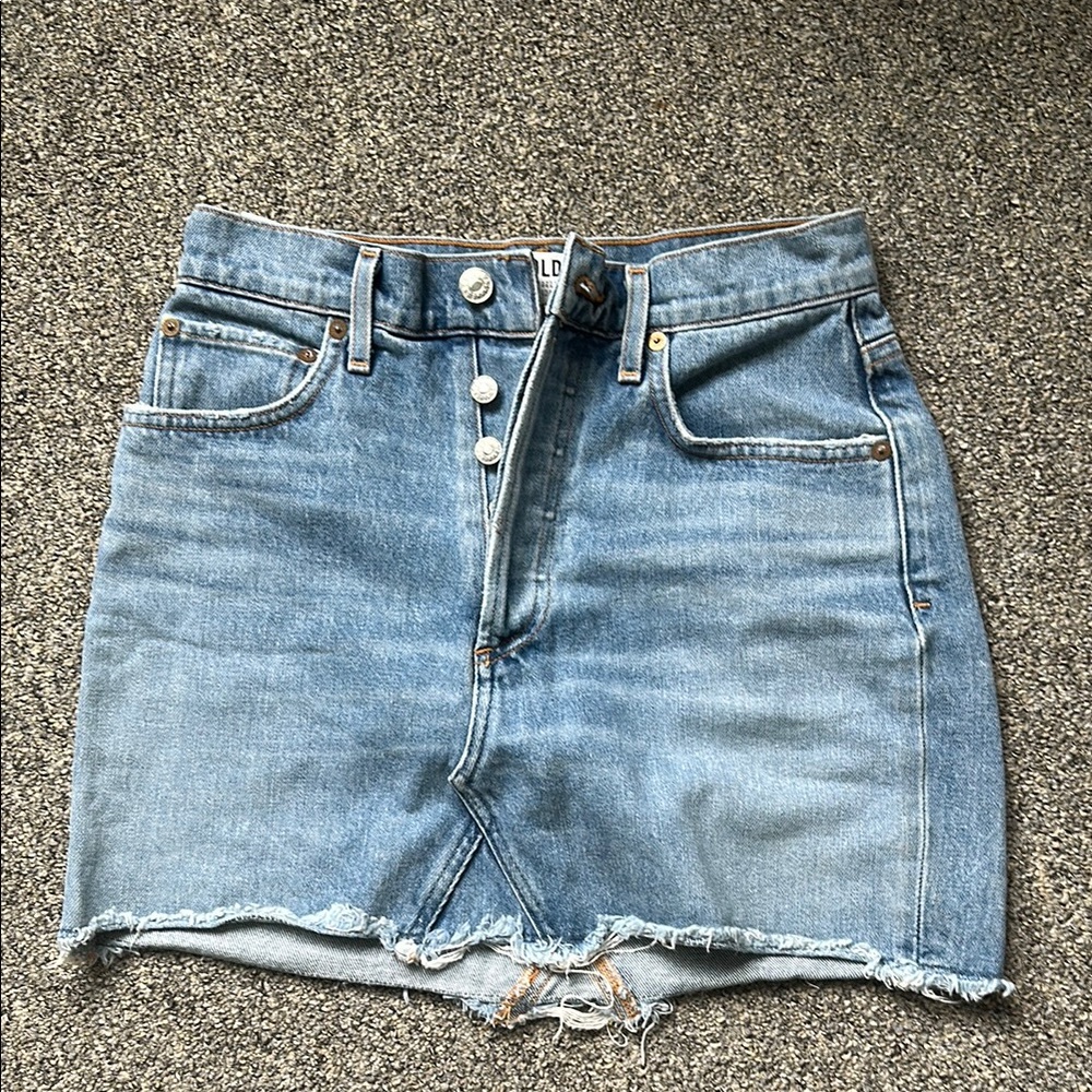 Agolde Blue Denim Mini Skirt